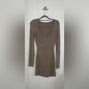 SKIMS Bodycon Brown Long Sleeve Mini Dress Size Medium